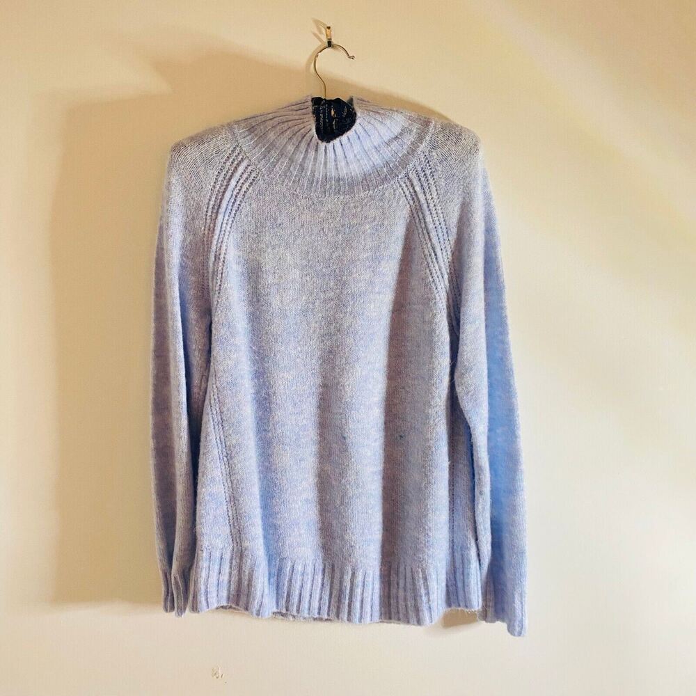Pacific Alliance Sweater Women M Blue Brindle Pullover Turtleneck Long Sleeve